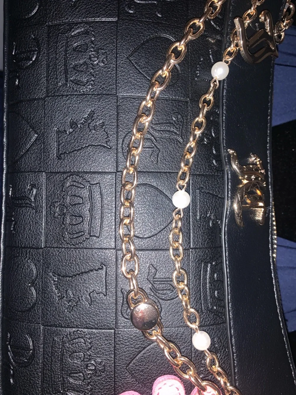 🆕 -Juicy Couture Pretty Pop Shoulder Bag with Gold Chain and Pink Flower Charm - Picture 5 of 8